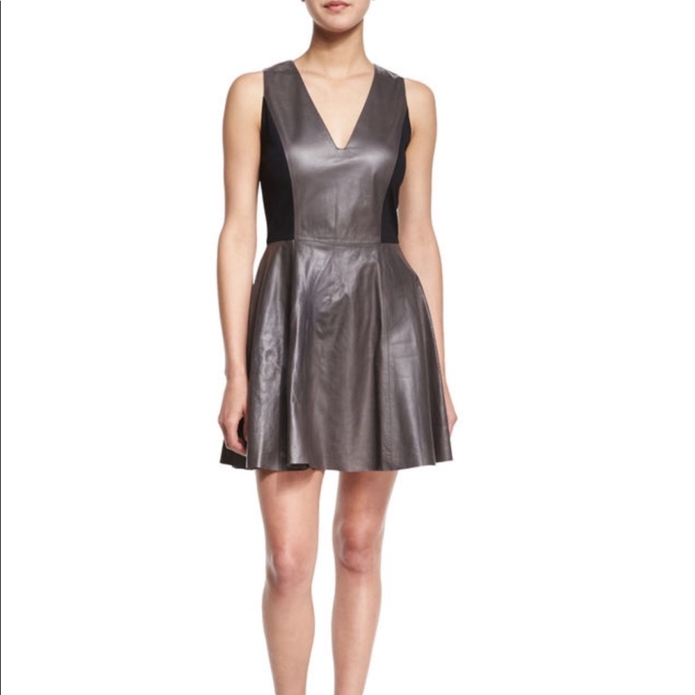 Reza Leather V-neck Dress
